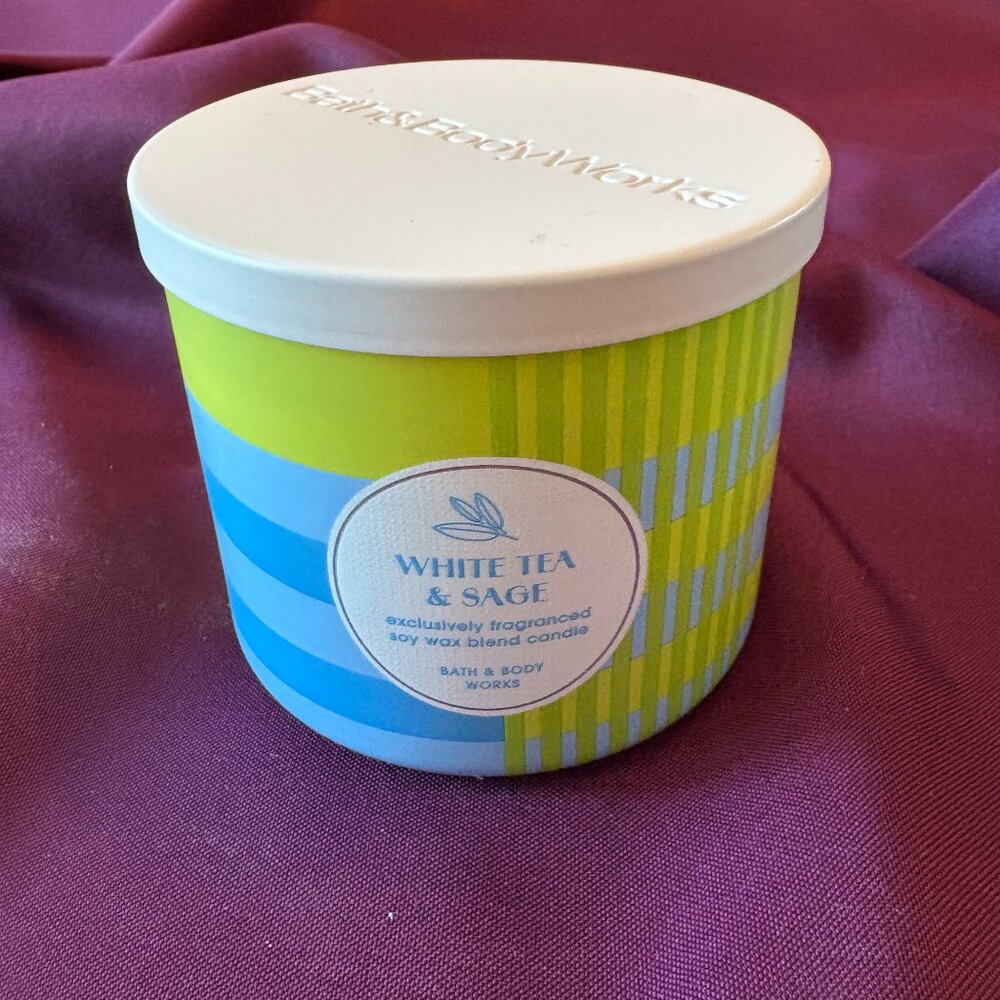 Bath & Body Works White Tea & Sage 3-Wick Candle | White Barn